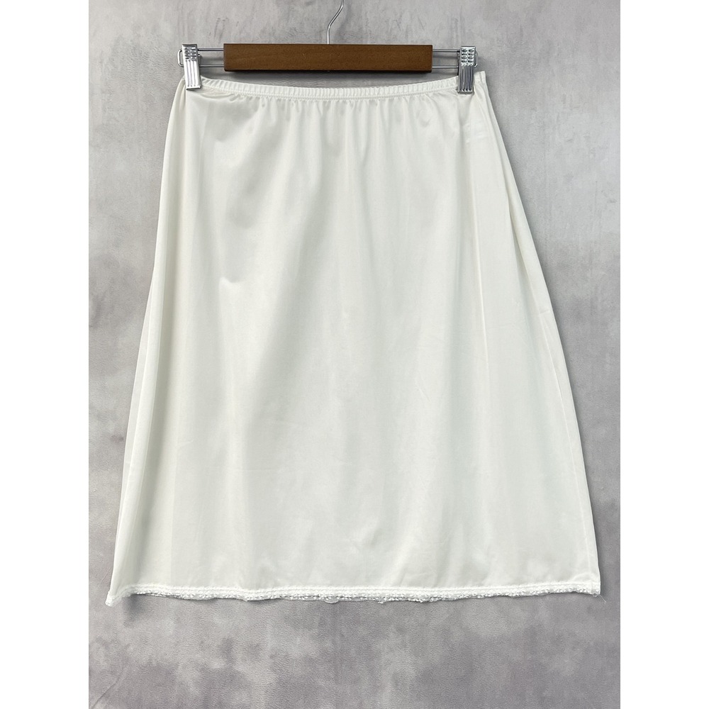Vintage Lorraine Half Slip Skirt Women Tall Medium Cream Lace Trim Coquette USA